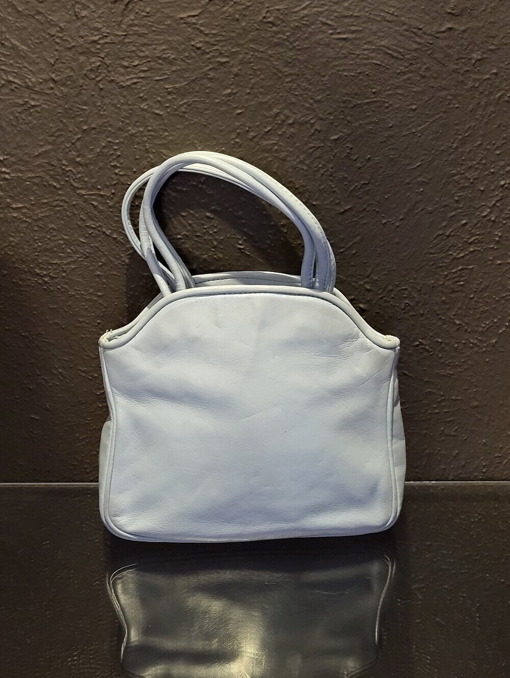 Ronay Vintage 60s Pale Blue Small Open Tote  Ivory Faille Lining